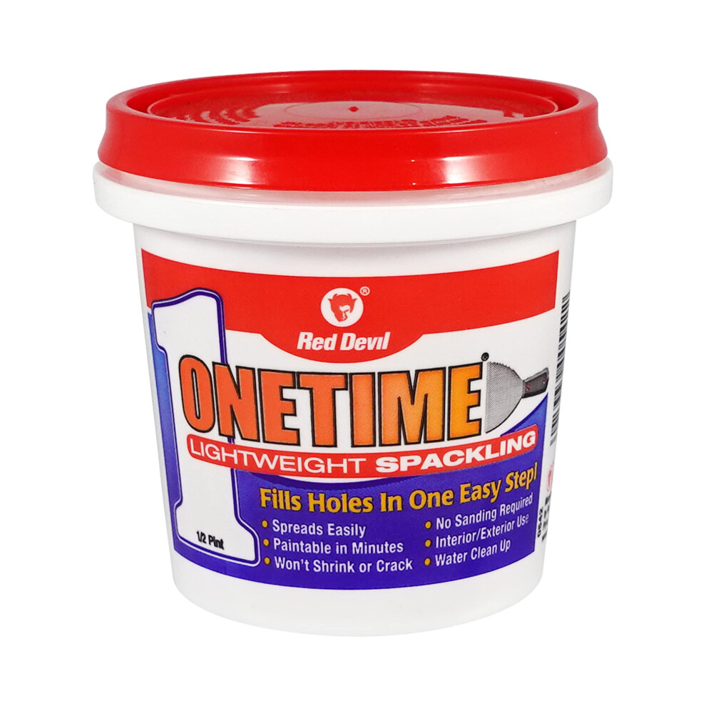 0542 Onetime Lightweight Spackling, 1/2 Pint, White - Interior/Exterior, Easy Spread, No Sanding, Paintable In Minutes, 1 Pack 075339005422