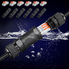 6PCS IP68 Waterproof Junction Box Outdoor Cable Connector, YUSHIHU Outdoor Extension Electrical Cable Protector Waterproof Sleeve, for Cable Diameter