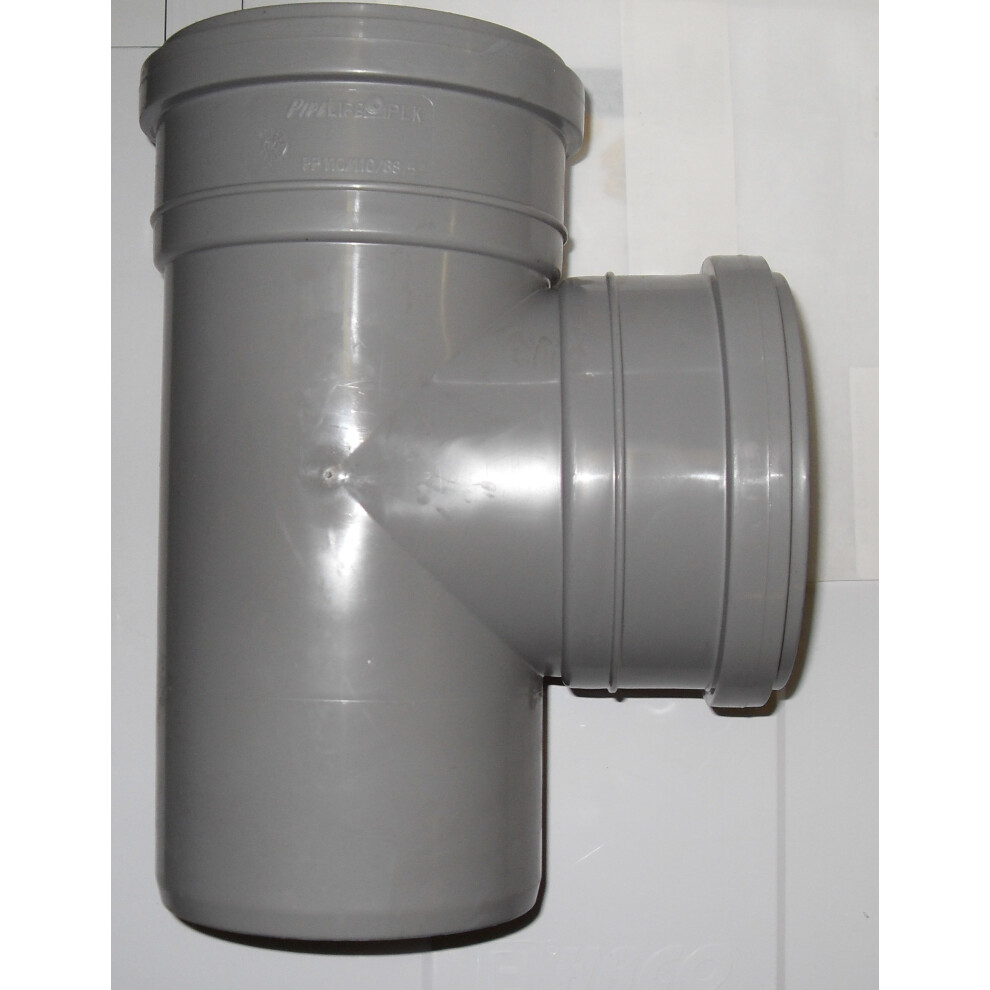 Soil Pipe Branch 110 Mm With A 90 Degree 110 Mm Inlet - Push Fit - Grey 8716936079646