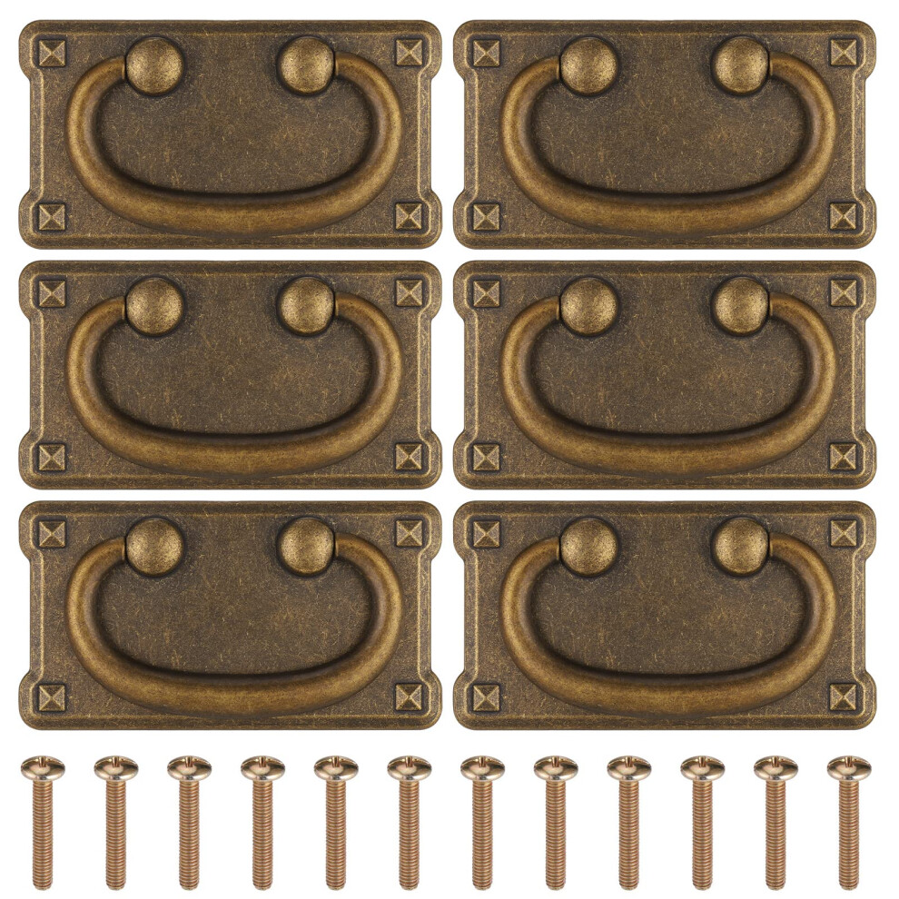 Vintage Drawer Handles, 6Pcs Antique Coffee Bronze Drawer Ring Pull Handles, Zinc Alloy Vintage Rectangle Pull Handles For Cupboard, Cabinet, Wardrobe 679628378619