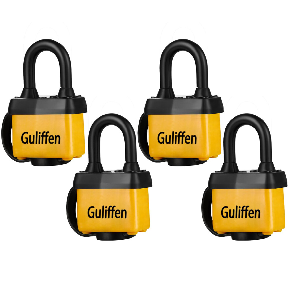 Weatherproof Laminated Padlock With Key,4 Pack Outdoor Pad Locks With Same Key For Gate, Shed, Trailer, Storage, Chain 731235200797