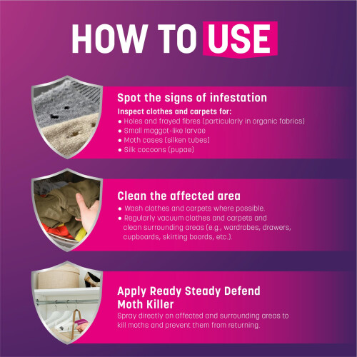 Moth Killer Spray 650ml Repellent Protects Carpets, Clothes