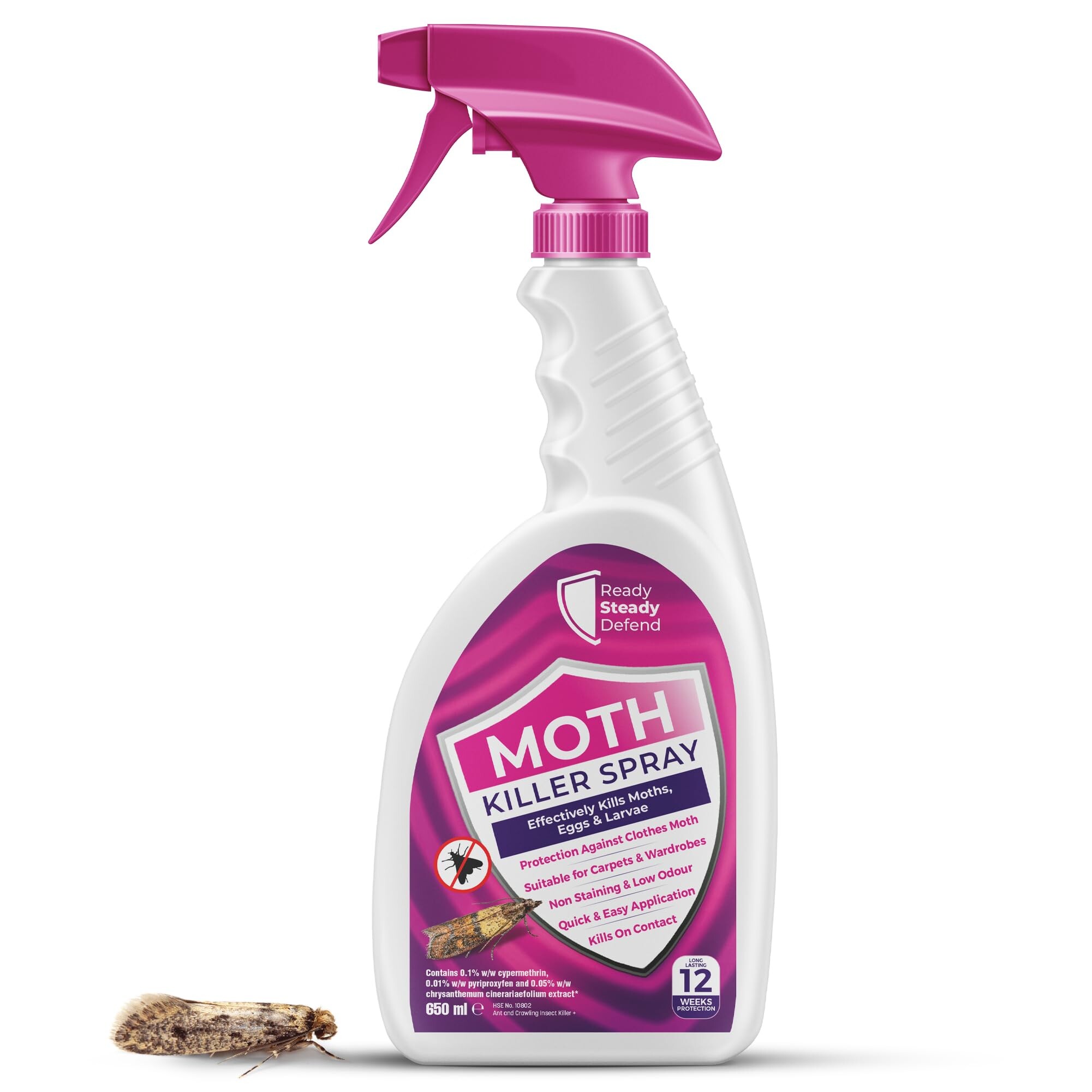Moth Killer Spray 650ml Repellent Protects Carpets, Clothes