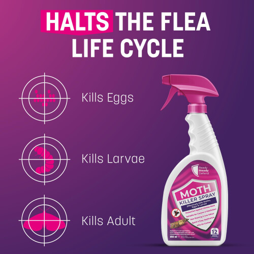 Moth Killer Spray 650ml Repellent Protects Carpets, Clothes