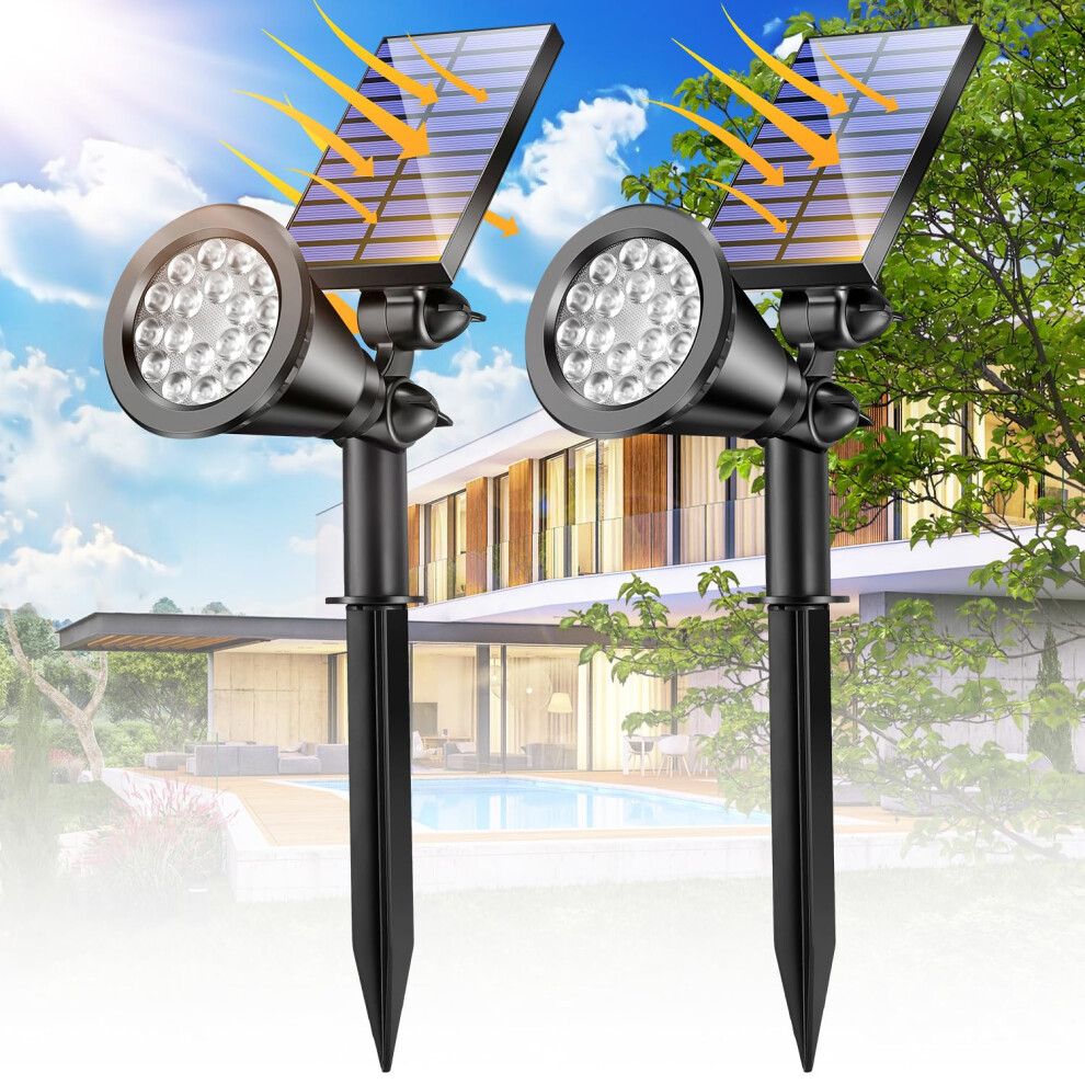 Solar Lights Outdoor Gardenã2 Packã, 600LM & 2000mAh Garden Lights Solar Powered Waterproof, 2 Modes Solar Garden Lights, 1 Second To Lnstall