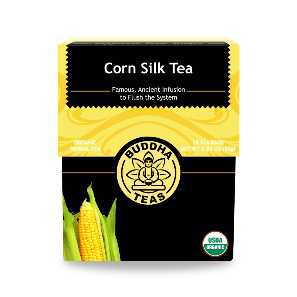 Organic Corn Silk Herbal Tea - Kosher, Caffeine-Free, GMO-Free, 100% Organic - 18 Bleach Free Cornsilk Tea Bags Per Box (1 Box) multi 24g