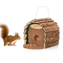 LTD 2 in 1 Wooden Squirrel Feeder/Nesting Bird House Hanging Feeding Station or Nest Box Rustic Natural Weatherproof Ideal For Any Size Garden