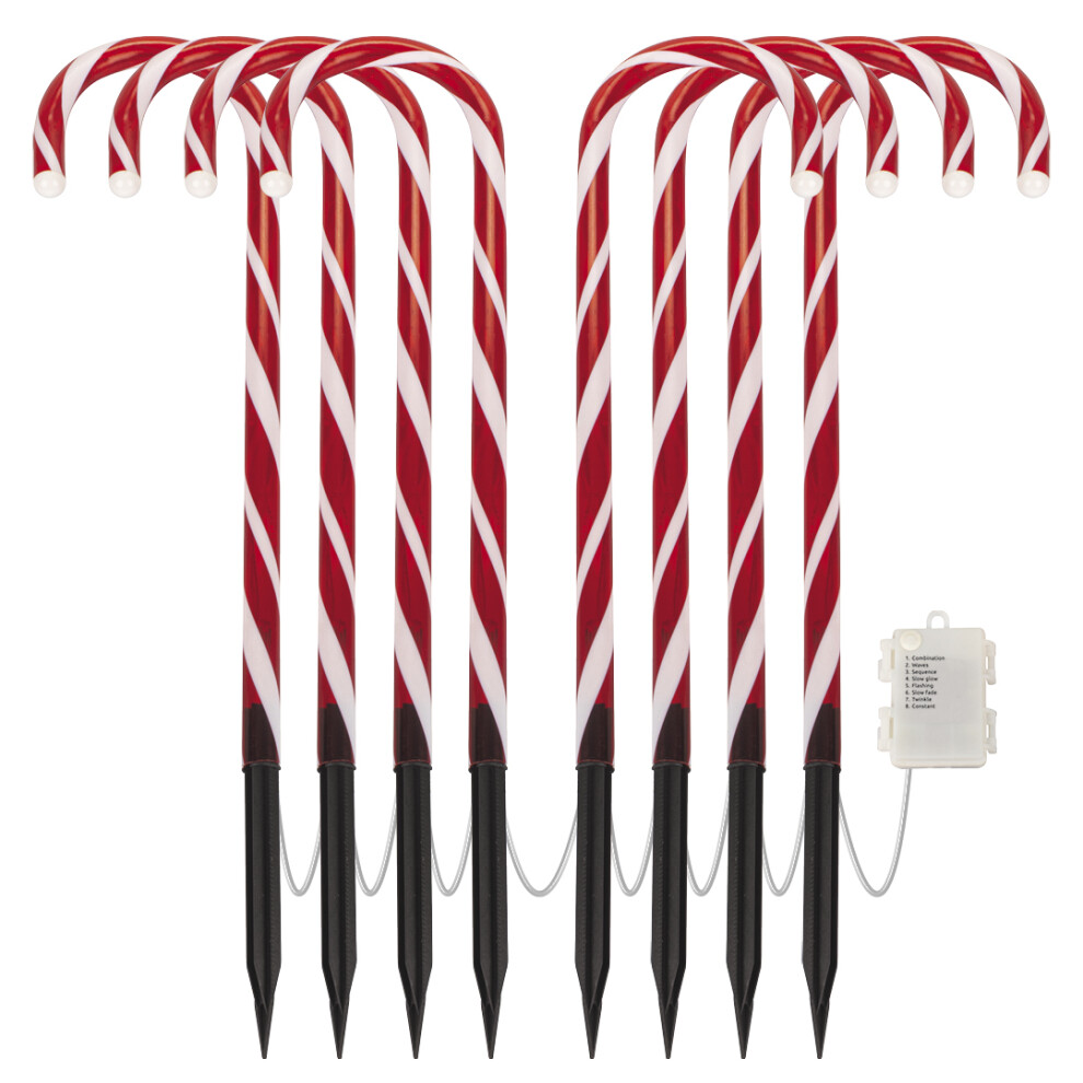 Christmas Candy Cane Outdoor Pathway Lights - 8-Pack - 40cm tall