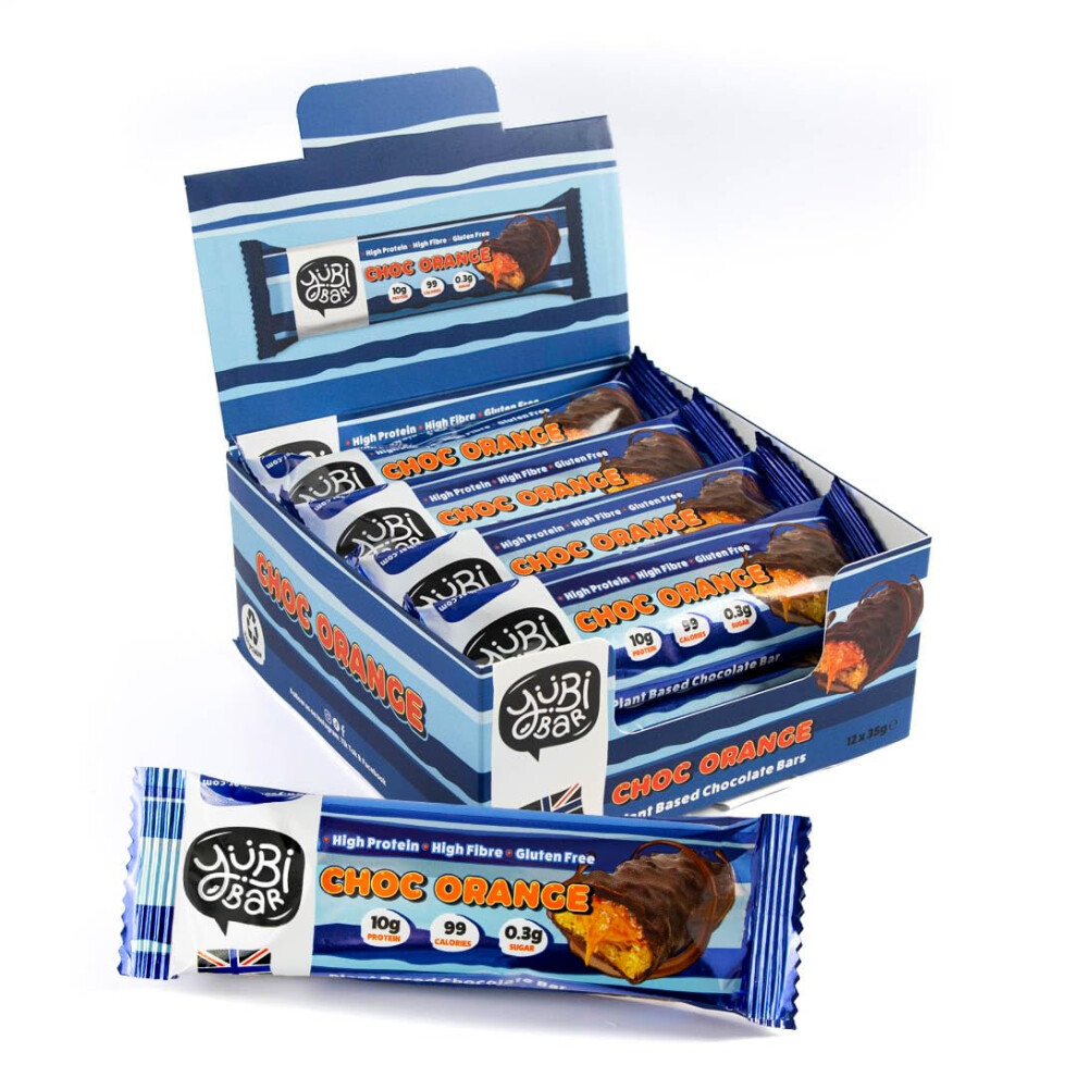 Yubi Bar Orange Yubi Choc - 12 Pack - Protein Bars - 99 Calories, High Protein, High Fibre, Low Sugar, Gluten Free And Dairy Free - Healthy Snacks/Nutrition