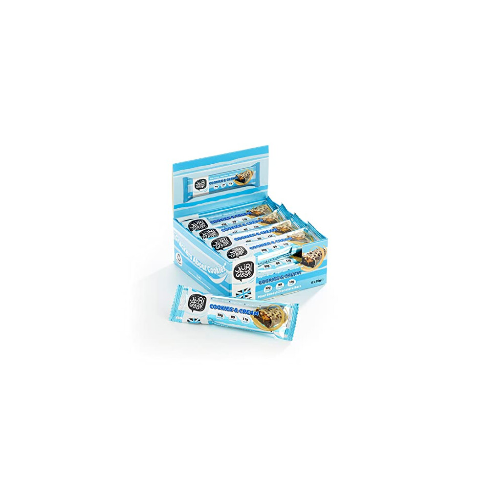 Yubi Bar Cream Yubi Cookies & - 12 Pack - Protein Bars - 99 Calories, High Protein, High Fibre, Low Sugar, Gluten Free And Dairy Free - Healthy