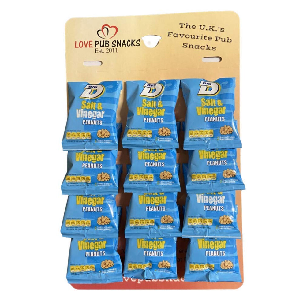 Big D Salt & Vinegar Nuts on a Pub Card 12x50g