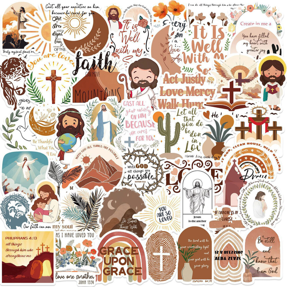 (1) Boho Bible Verse Stickers 50PCS, Waterproof, Inspirational