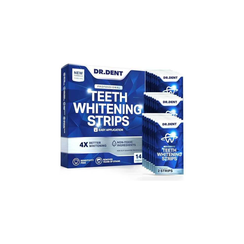 DRDENT Professional Teeth Whitening Strips 7 Treatments - Safe for Enamel - Non Sensitive Teeth Whitening - Whitening Without Any Harm - Pack of 14