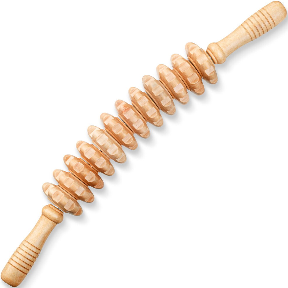 Wooden Massage Roller Stick, Curved Wood Therapy Massage Tool for Body Sculpting, Lymphatic Drainage, Fascia Release & Reducing Cellulite Appearance,
