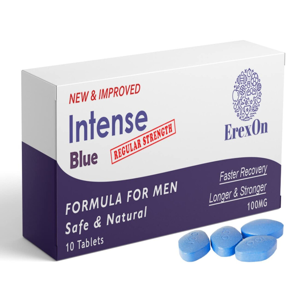 - Intense Blue 10 Tablets - 100MG Herbal Supplement for Men - Strong Effect - Erection Health Support -Performance & Enhancement Tablets for Men
