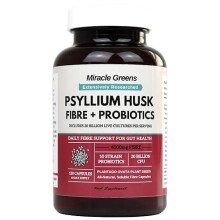 Powerful 4000mg Psyllium Husk Fibre with Probiotics – 20 Billion CFU with 10 Strains – Natural Easy to Absorb Fibre from Plantago Ovata Seeds -