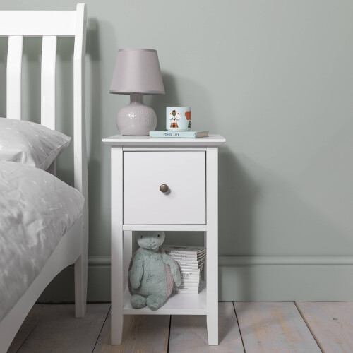 Noa and Nani Asora Bedside Table with Drawer in Classic White 2
