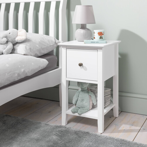 Noa and Nani Asora Bedside Table with Drawer in Classic White