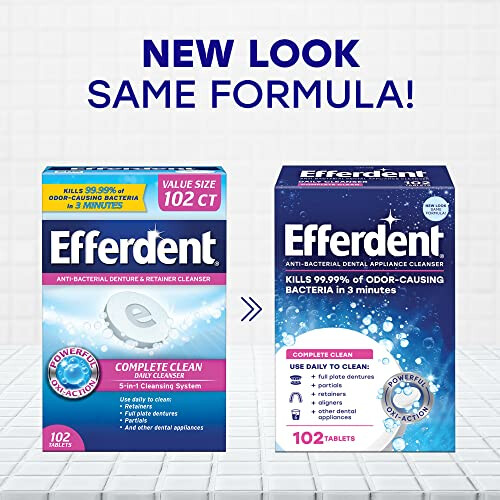 Tabletas Limpiadoras Efferdent para Retenedores, 102 Tabletas 1
