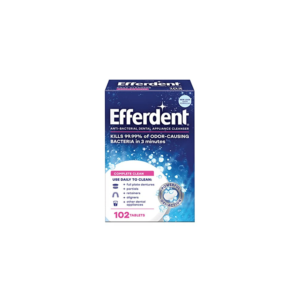 Efferdent Original Anti-Bacterial Denture Cleanser Tablets | 102 Count | Packaging May Vary