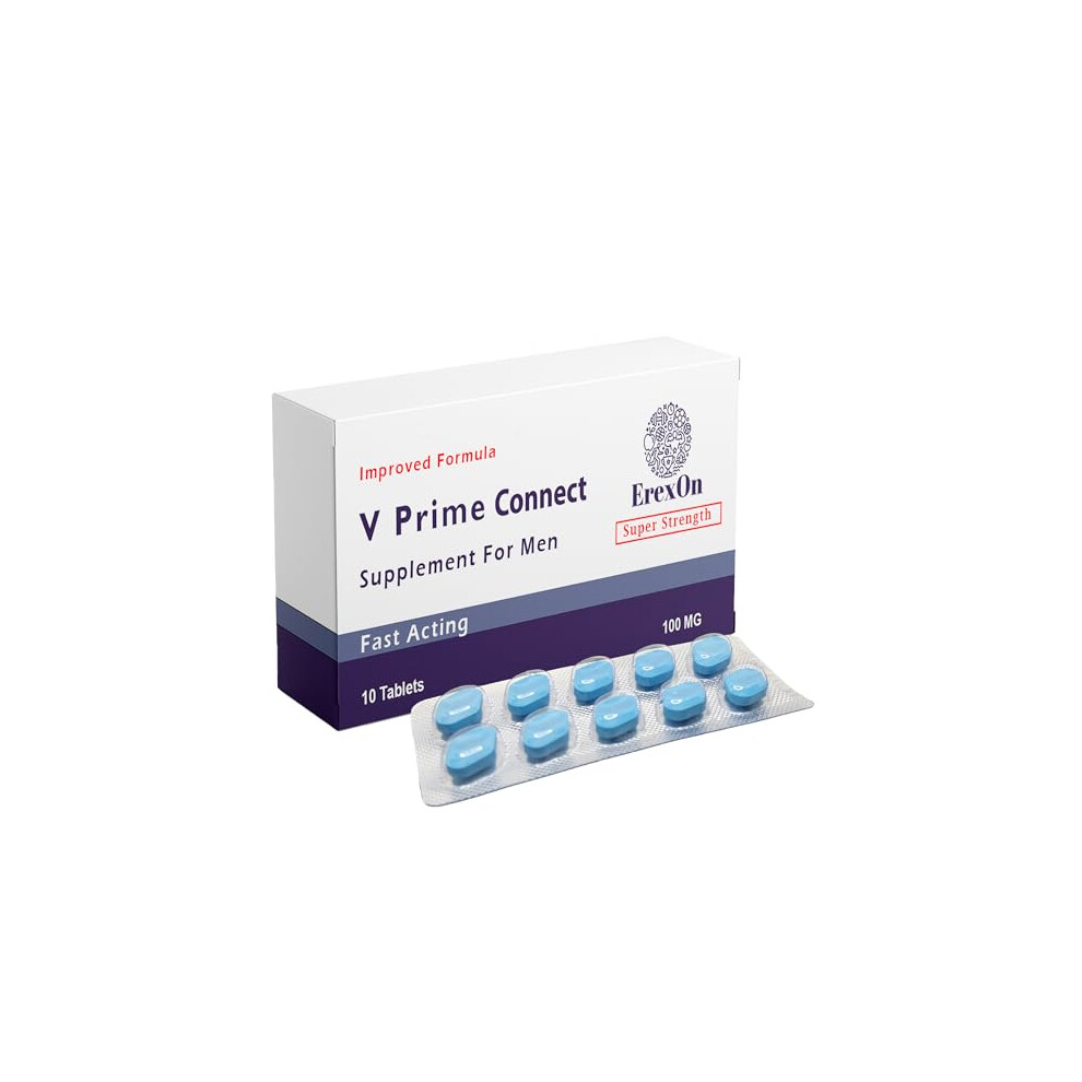 - V Prime Connect 10 Tablets | 100mg Herbal Supplement for Men | Erection Health Support | Performance & Enhancement | Cordyceps Sinensis Ashwagandha