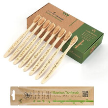Bamboo Toothbrushes Toothbrushes Individually Wrapped 8 Pack - Eco-Friendly Soft Toothbrush for Adults - Biodegradable, Natural Wooden Toothbrushes -