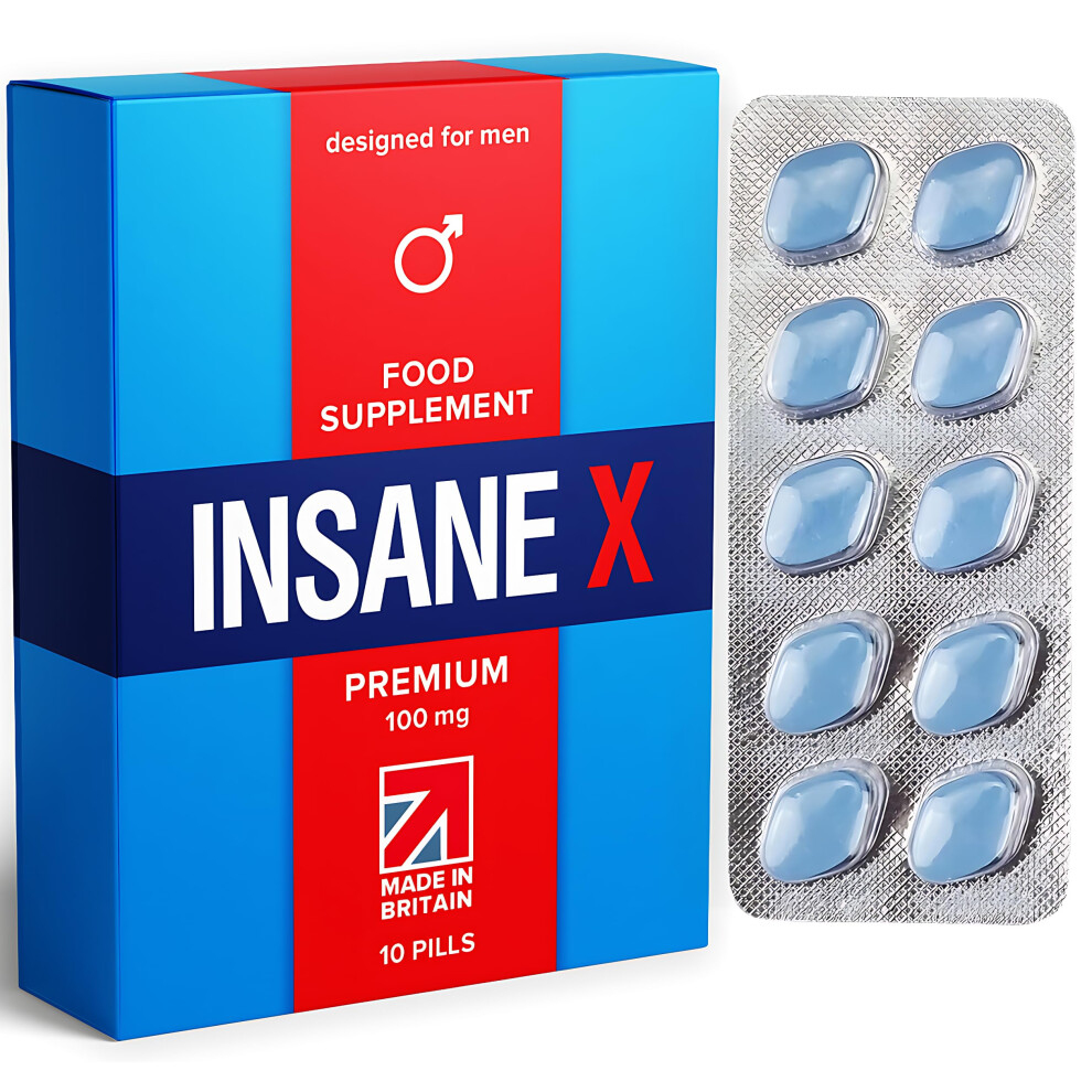 10 INSANE X Premium 100mg Ultra Blue Pills Men Fast-Acting Strength Herbal Supplements Male Enhancing Power Extra Strong Supplement Pill UK Tablets