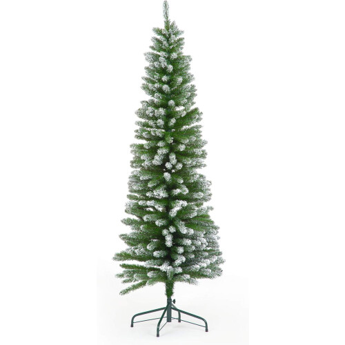 Snow Time (4ft) Spinky Snow Flocked Pencil Christmas Tree