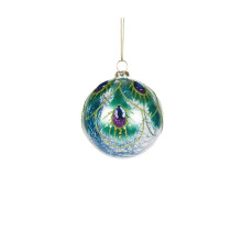 (Round) Assorted Peacock Feather with Blue Tinsel Shaped Baubles