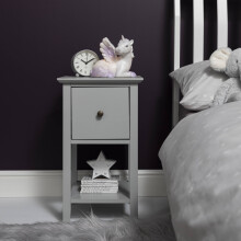 Asora Bedside Table with Drawer in Silk Grey