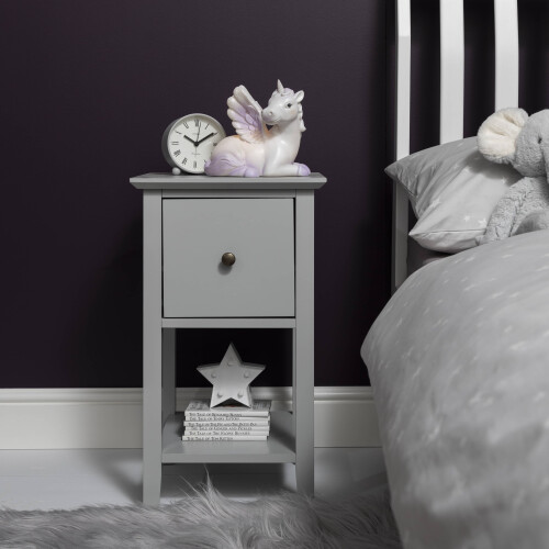 Noa and Nani Asora Bedside Table with Drawer in Silk Grey