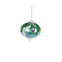 (Bauble) Assorted Peacock Feather with Blue Tinsel Shaped Baubles