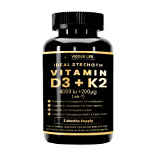 Clean Vitamin D3 4000 iu & Vitamin K2 MK7 200μg No Harmful Additives. Easy-Swallow Vitamin D3 K2 Capsules, 1-A-Day High Strength Vegetarian D3 and K2