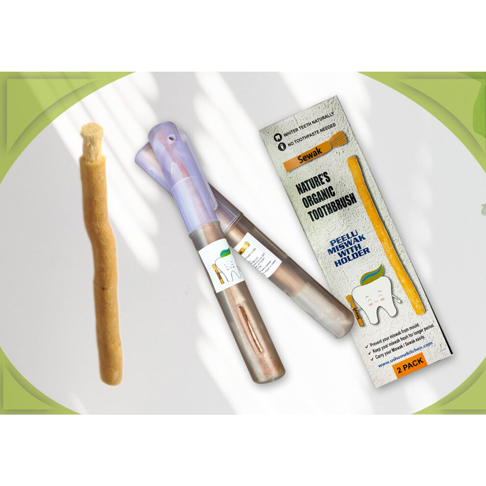 Sewak Miswak Stick | Natural Toothbrush Sticks | Chewable For Teeth Cleaning | Siwak | Meswak | Salvadora Persica Stick | With Holder (2 Units)