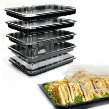 Pack of 5 Sandwich Platter Trays with lids - Reusable Plastic Catering Trays with Lids for Meal Prep, Cakes, Treats and Sandwiches (33.5cm x 24cm x