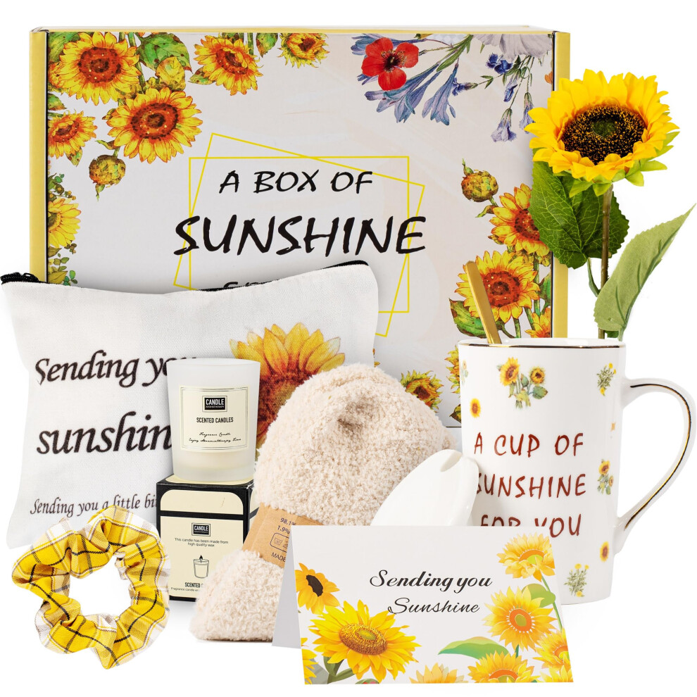 Birthday Gifts for Women, Get Well Soon Gifts, Sunflower Gifts, Sending You Sunshine, Unique Relaxation Gifts Box for Best Friend, Thinking of You