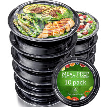 [10-Pack] Airtight Meal Prep Containers Reusable - BPA-Free Plastic Food Containers with Lids - Microwavable Freezer Dishwasher Safe - Takeaway Lunch