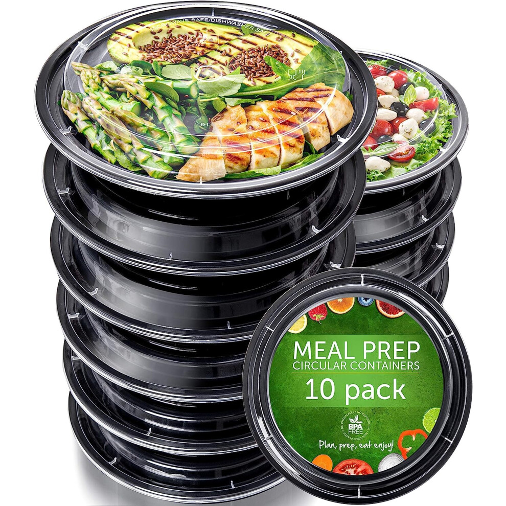 [10-Pack] Airtight Meal Prep Containers Reusable - BPA-Free Plastic Food Containers with Lids - Microwavable Freezer Dishwasher Safe - Takeaway Lunch