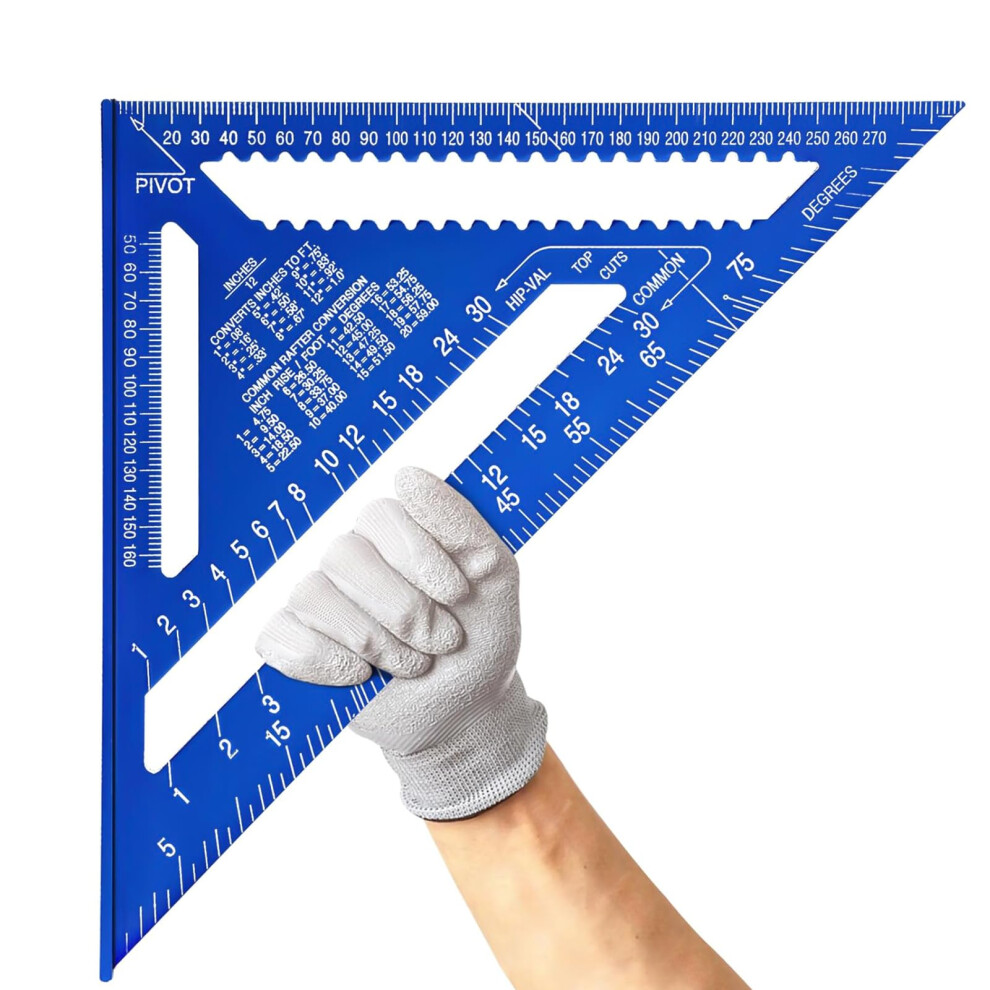 12 inch Carpenters Speed Square, Rafter Square Metric, Thickened Aluminum Alloy Triangle Ruler Protractor, Woodwork Square,Triangle Ruler Protractor,