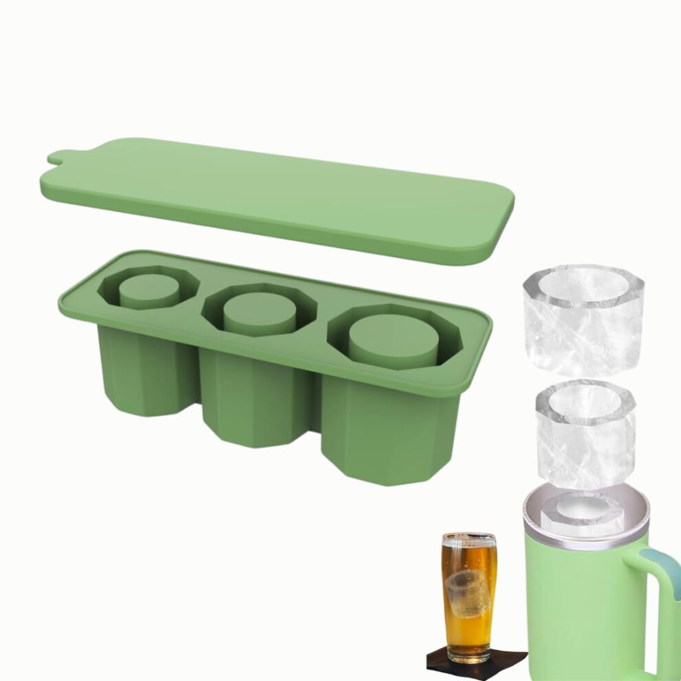 Stanley Cup Ice Cube Mold, Silicon Reusable Ice Cube Tray Mould for Tumbler with Lid 30/40oz Stanley Accessories Ice for Freezer Drinks Coffee (Green)