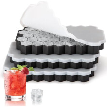 Ice Cube Trays,Ice Cube Tray with Lid,3 Pack Ice Cube Moulds Set,Ice Molds Silicone,Ice Cube Maker,Each Makes 37 Grid Silicone Ice Cube for Chilled