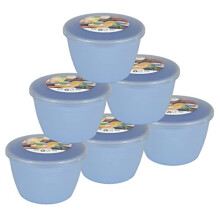 Pastel Colours 1/2 Pint 0.5pt Basin and Clear Lid Pack of 6 Plastic Steaming Bowls Sky Blue (Blue)