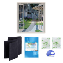 DIY Fly Screen for Windows, 2 Pieces of Mosquito Net Insect Mesh with Cutter, 51x61 inches, with 2 Rolls Self-Adhesive Hook Tapes, Black (Honeycomb,