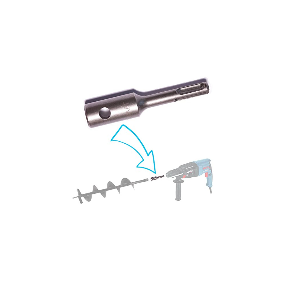 Auger adapter for SDS PLUS (SDS+) hammer drill for post holes, stakes, fencing (adaptor)