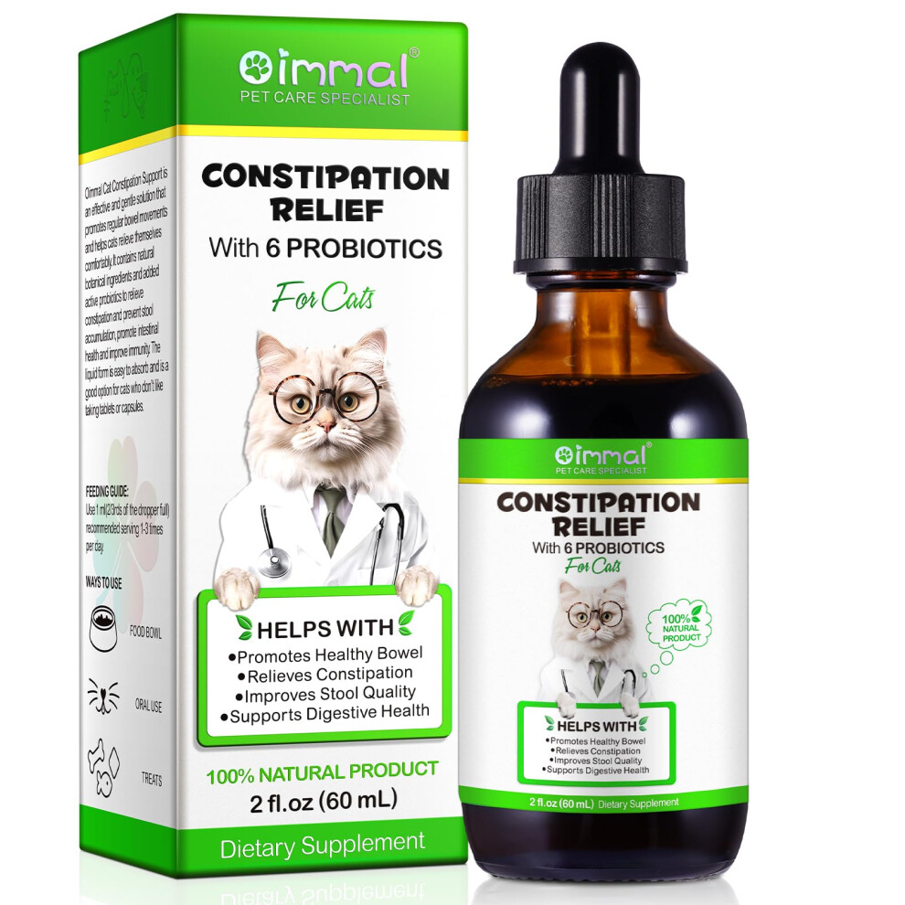 Apckflee 60Ml Constipation Relief For Cat, Cat Constipation Treatment, Cat Laxative Constipation Relief, Cat Probiotic Supplements With 6 Probiotics, Promotes