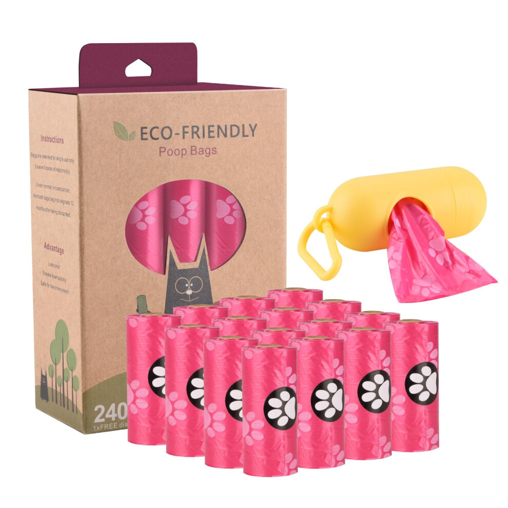 Super Strong Pink Dog Poop Bags - 240 Count, 100% Leak Proof & Compostable - Image 4