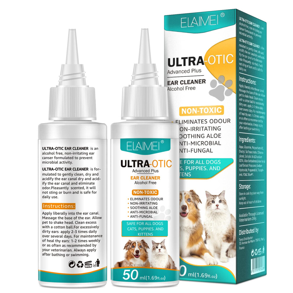 Ear Care For Dogs,50ml Ear Cleaner For Dogs Provides Relief For Yeast Infection,Itching And Odours-Ear Drops for Dogs Is An Antibacterial Dog Ear