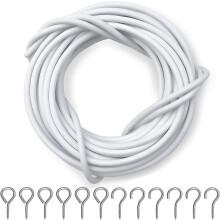 Net Curtain Wire and Hooks Set - 10M Curtain wire kit with 25 Eyes & 25 Hooks - A multipurpose wire suitable for net curtains for windows - Durable