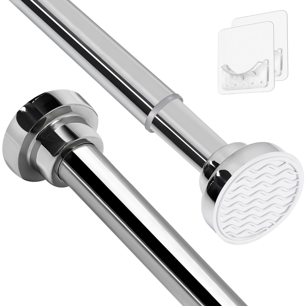 Stainless Steel Extendable Shower Curtain Rod Tension Pole, including 2 Holder,Net Voile Curtains Rail,Adjustable Telescopic Rods Extendable for