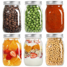 Glass Jars with Lids, 6 Pack 500ml/ 16 oz Multipurpose Glass Jars with Lids, Overnight Oats Jar, Pickling Jars, Canning Jars, Preserving Jars, Meal